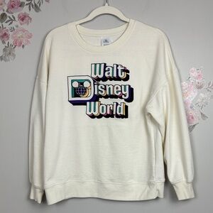 Walt Disney World Women's Cream Sweatshirt with Retro Inspired Design - S